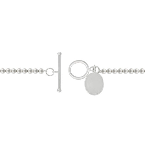 Sterling Silver Oval Tag Charm Bracelet-2