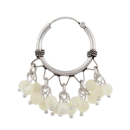 Sterling Silver Beaded Chandelier Genuine Mother of Pearl Earrings-2