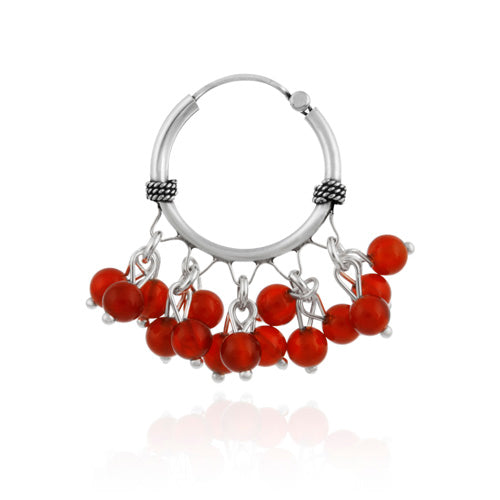 Sterling Silver Beaded Chandelier Carnelian Earrings-2