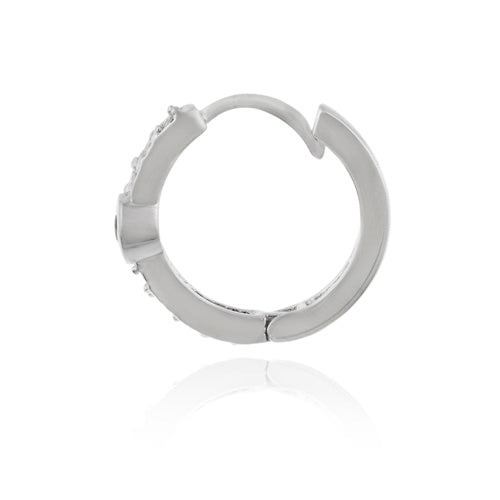 Sterling Silver Black Genuine Sapphire and Created Diamond CZ Hoop Earrings-2