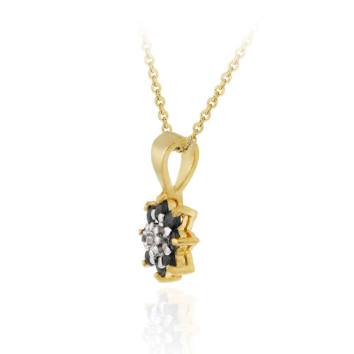 18K Gold over Sterling Silver Sapphire Diamond Accent Flower Necklace-2