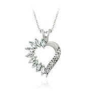 Sterling Silver Blue Topaz & Diamond Accent Heart Pendant