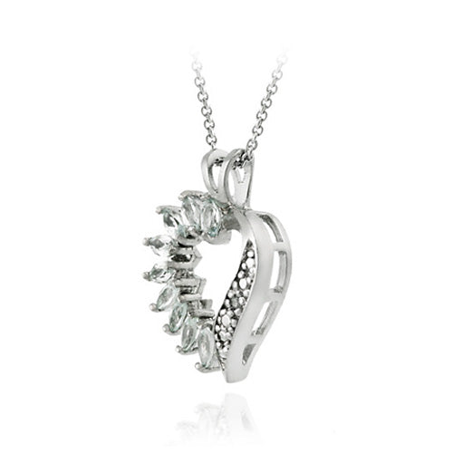 Sterling Silver Blue Topaz & Diamond Accent Heart Pendant-2