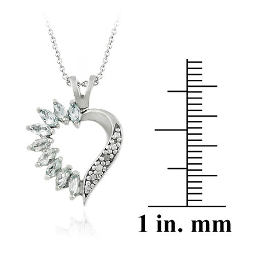 Sterling Silver Blue Topaz & Diamond Accent Heart Pendant-3