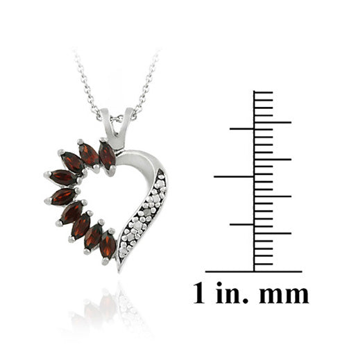 Sterling Silver Garnet and Diamond Accent Heart Pendant-2