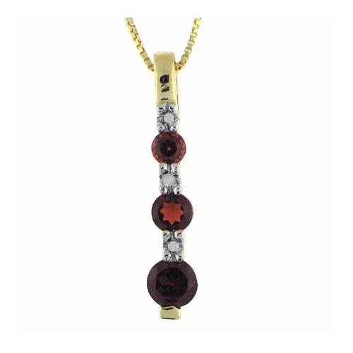 18K Gold over Sterling Silver Garnet Diamond Accent Past Present Future Drop Necklace