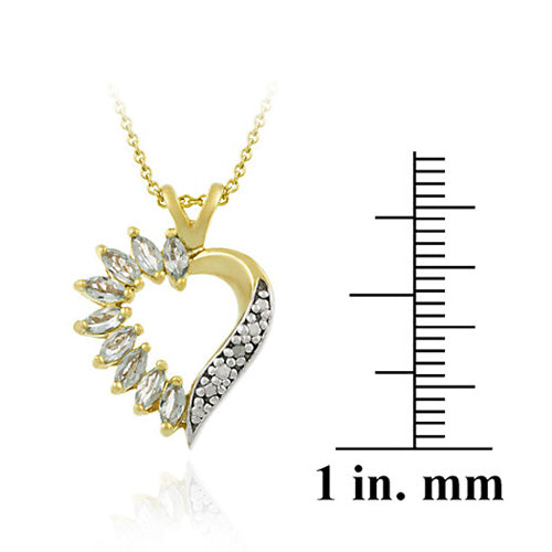 18K Gold over Sterling Silver Diamond Accent Blue Topaz Heart Necklace-3