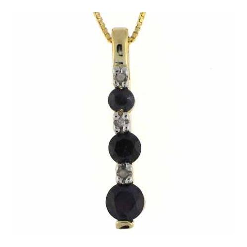 18K Gold over Sterling Silver Sapphire Diamond Accent Past Present Future Drop Necklace