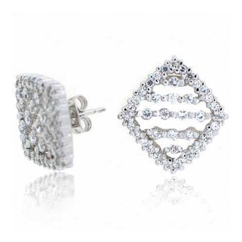 Sterling Silver Created Diamond CZ Diamond Earrings