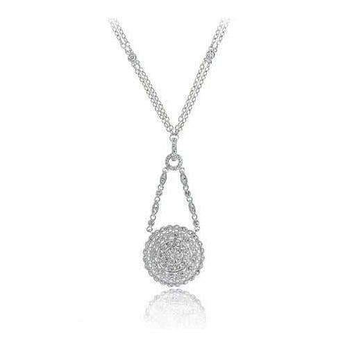 Sterling Silver Created Diamond CZ Circle Necklace