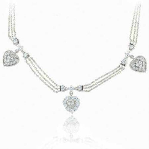 Sterling Silver Created Diamond CZ  Heart Necklace