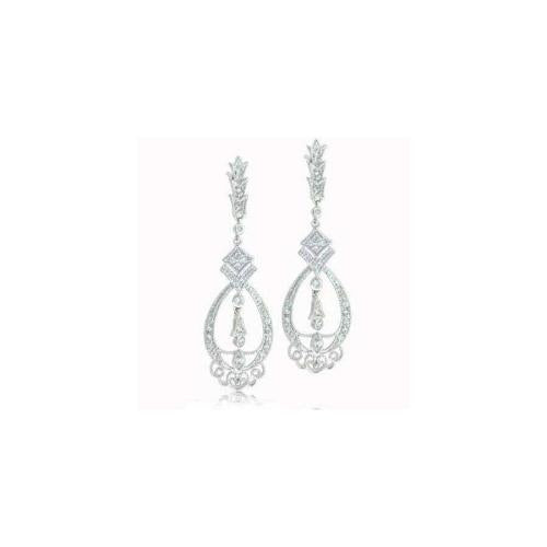 Sterling Silver Celebrity CZ Chandelier Earrings-2