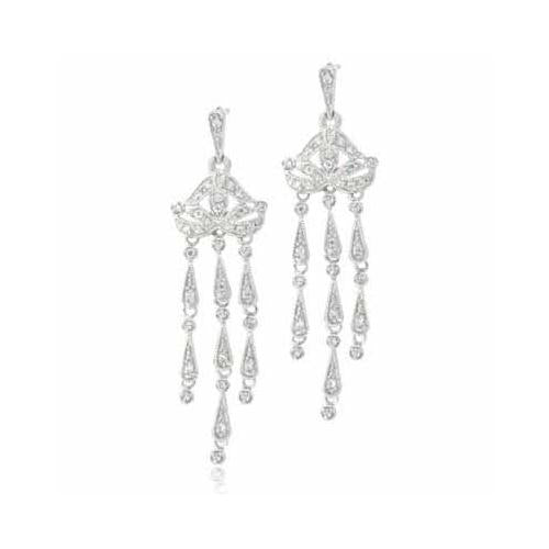 Sterling Silver CZ Vintage Chandelier Earrings