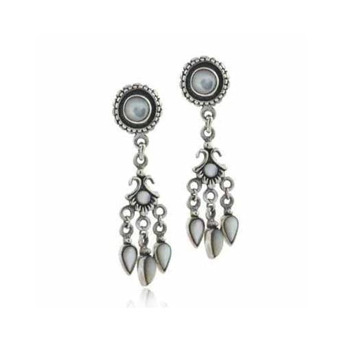 Sterling Silver Genuine Mother of Pearl Chandelier Earrings