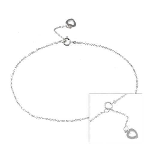 Sterling Silver Open Dangling Heart Anklet Bracelet