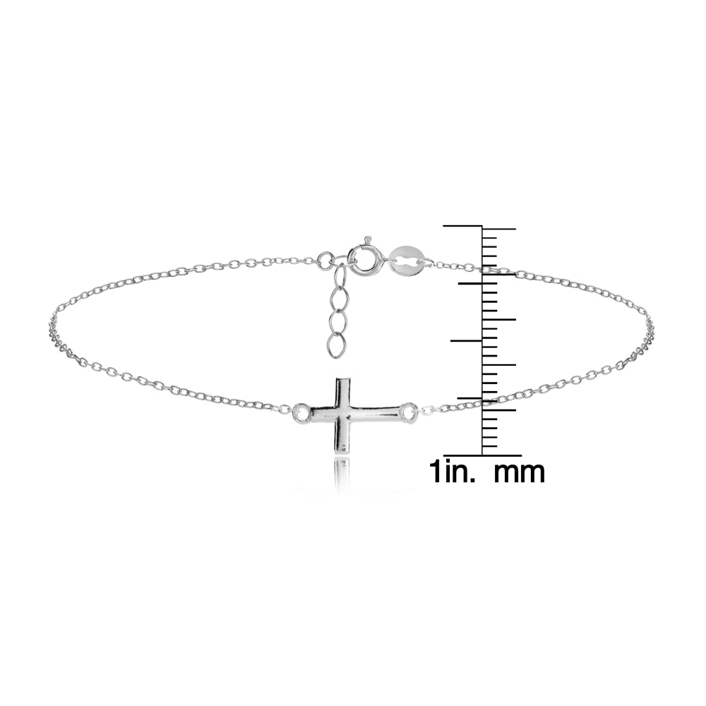 Sterling Silver Cross Chain Anklet-3