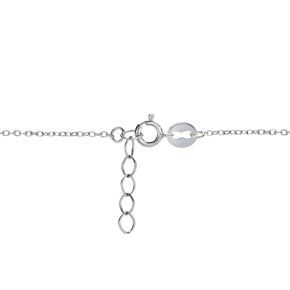 Sterling Silver Textured and Polished Round Beads Chain Anklet-2