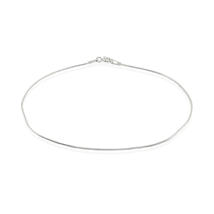 Sterling Silver Italian Thin 0.75mm Snake Chain Anklet, 9mm