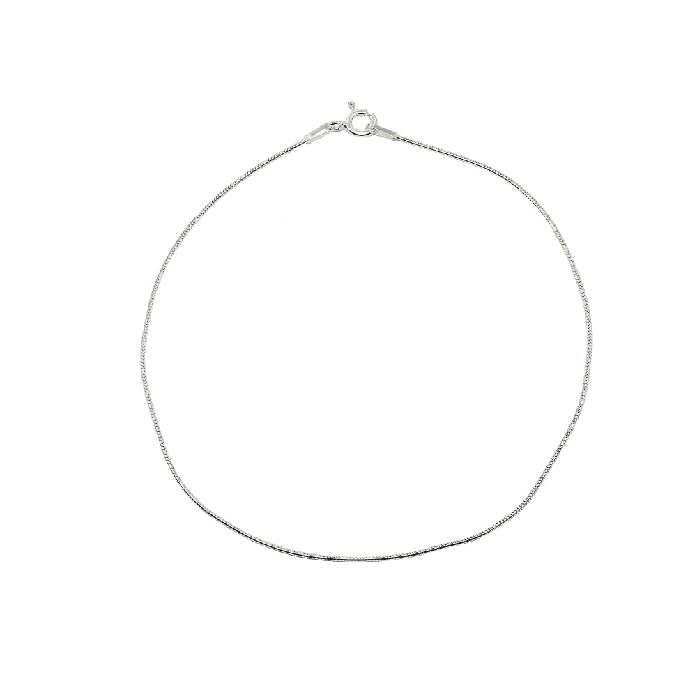 Sterling Silver Italian Thin 0.75mm Snake Chain Anklet, 9mm-3