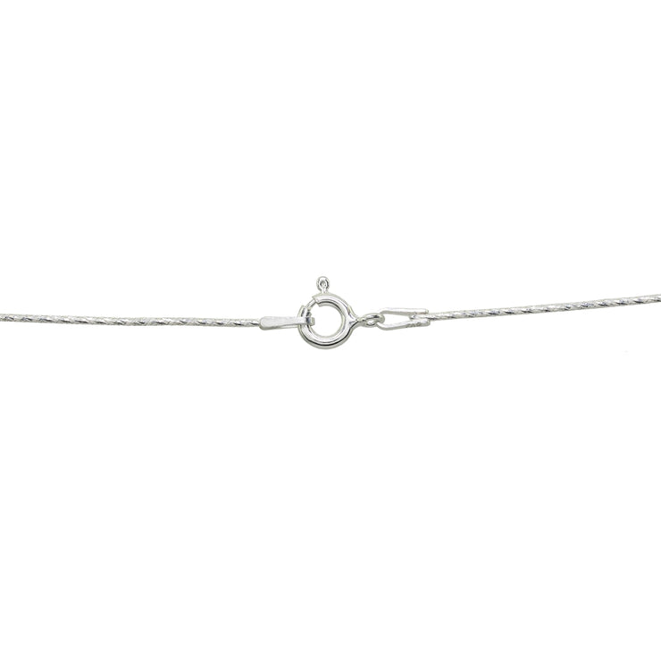 Sterling Silver Italian Thin 0.75mm Diamond-Cut Snake Chain Anklet, 9mm