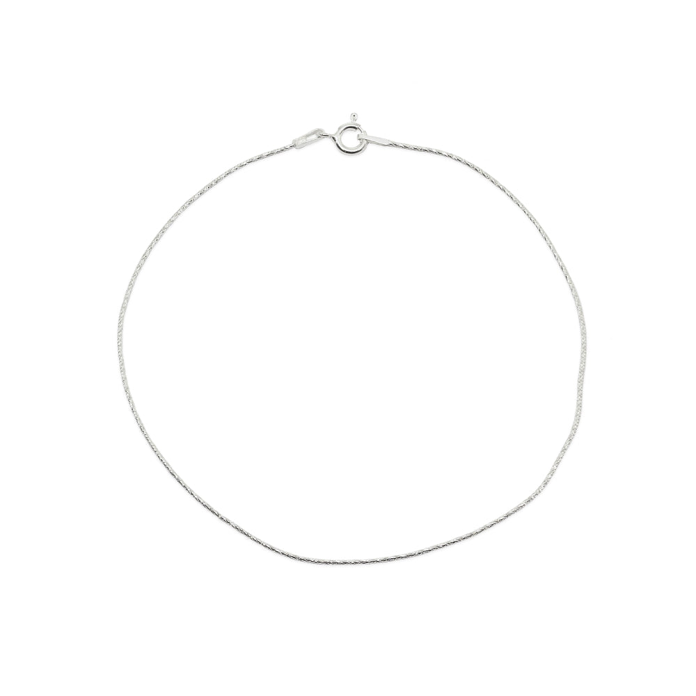 Sterling Silver Italian Thin 0.75mm Diamond-Cut Snake Chain Anklet, 9mm-3