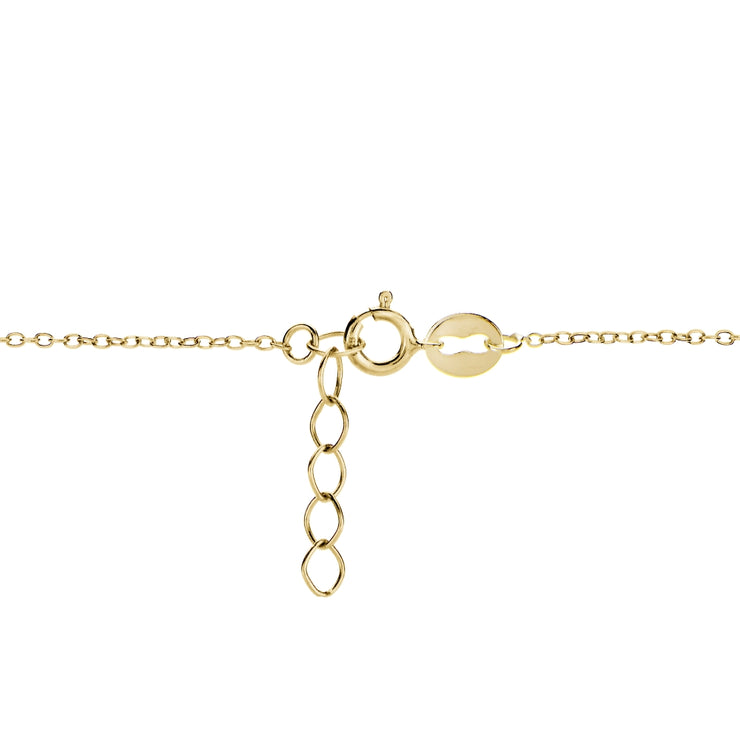 Gold Tone over Sterling Silver Cubic Zirconia Butterfly Chain Anklet