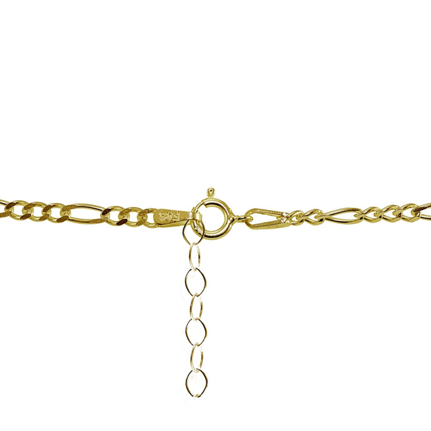 Yellow Gold Flashed Sterling Silver Figaro Chain Anklet