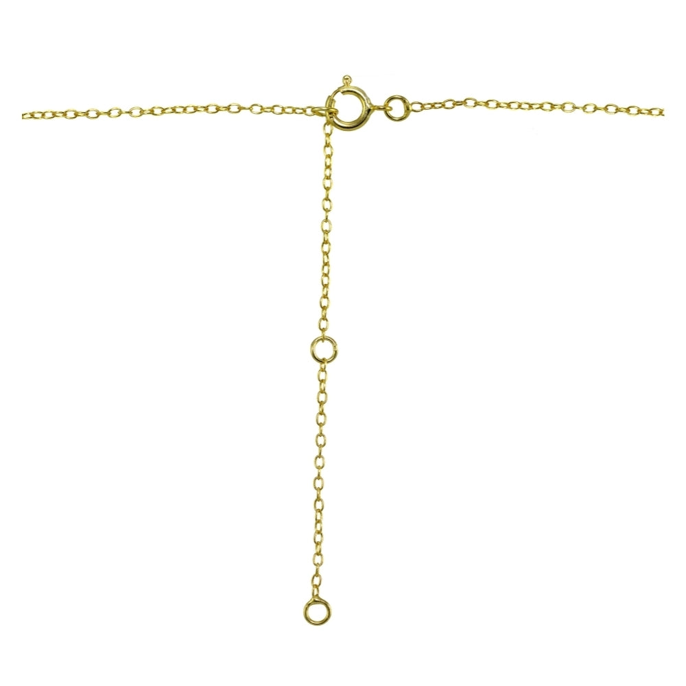 Yellow Gold Flashed Sterling Silver Cubic Zirconia Round Bezel-Set Chain Anklet-3