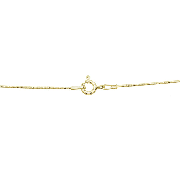 Yellow Gold Flashed Sterling Silver Italian .75mm Diamond-Cut Snake Chain Anklet, 9mm
