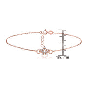 Rose Gold Flashed Sterling Silver Cubic  Zirconia Star Chain Anklet