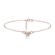 Rose Gold Tone over Sterling Silver Flower Chain Anklet