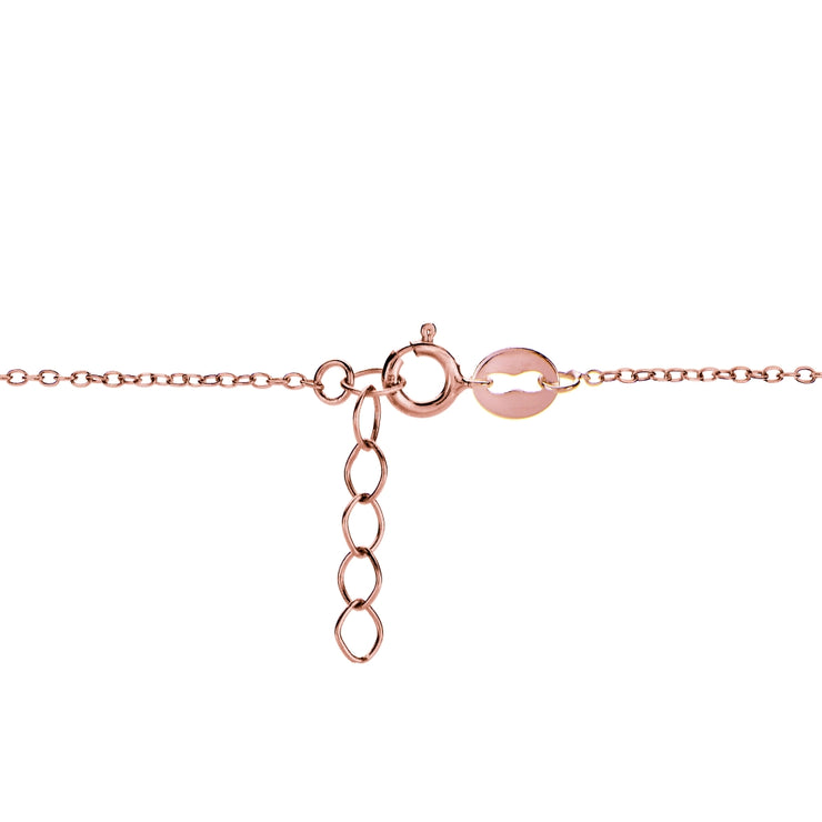 Rose Gold Tone over Sterling Silver Textured and Polished Round Beads Chain Anklet