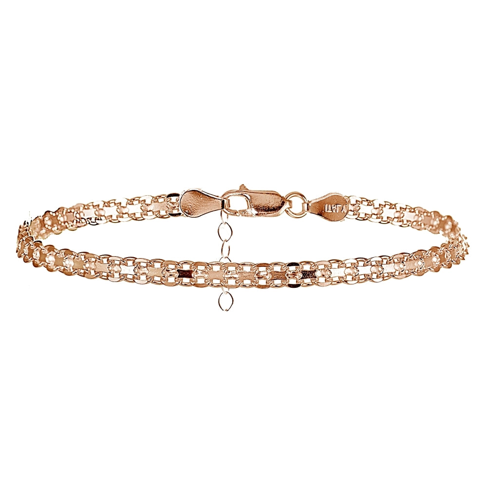 Rose Gold Flashed Sterling Silver Bismark Design Anklet
