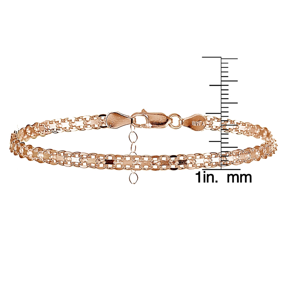 Rose Gold Flashed Sterling Silver Bismark Design Anklet-3