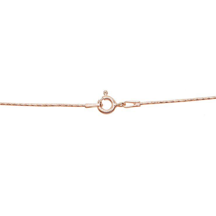 Rose Gold Flashed Sterling Silver Italian .75mm Diamond-Cut Snake Chain Anklet, 9mm