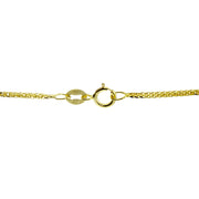 14K Yellow Gold .8mm Spiga Wheat Italian Chain Anklet, 9 Inches