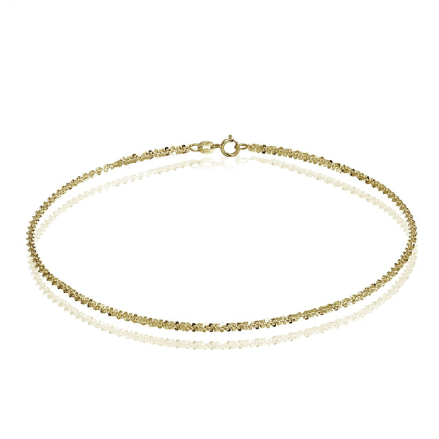 14K Yellow Gold 1.3 Rock Rope Italian Chain Anklet, 9 Inches