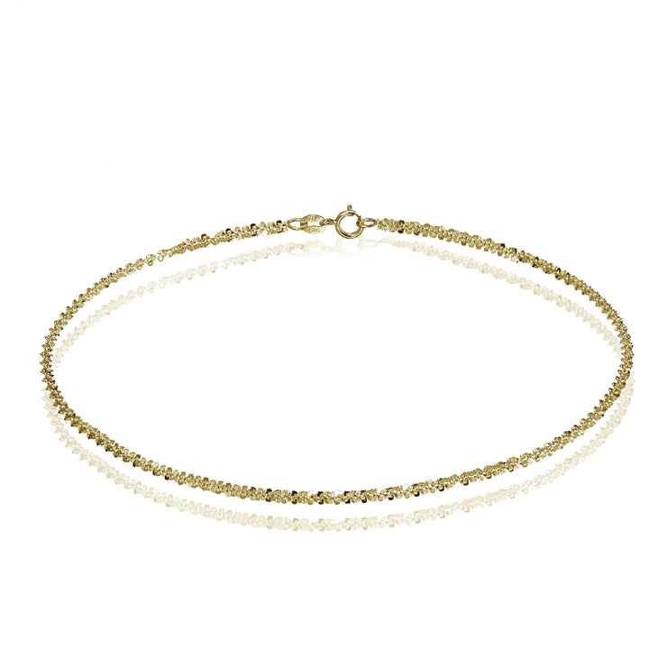 14K Yellow Gold 1.3 Rock Rope Italian Chain Anklet, 9 Inches