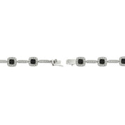 Sterling Silver 2/5 ct Black Diamond Square Link Bracelet