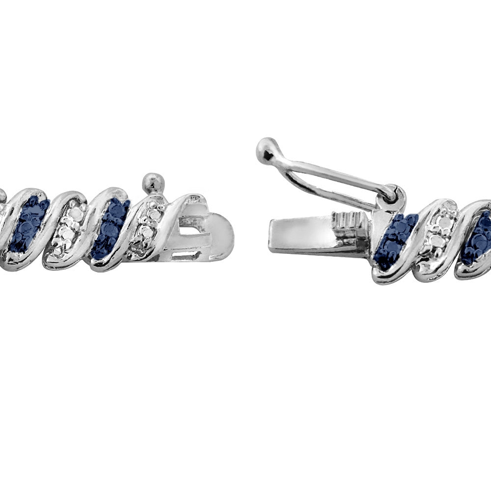 Sterling Silver Blue Diamond Accent San Marco Bracelet-2