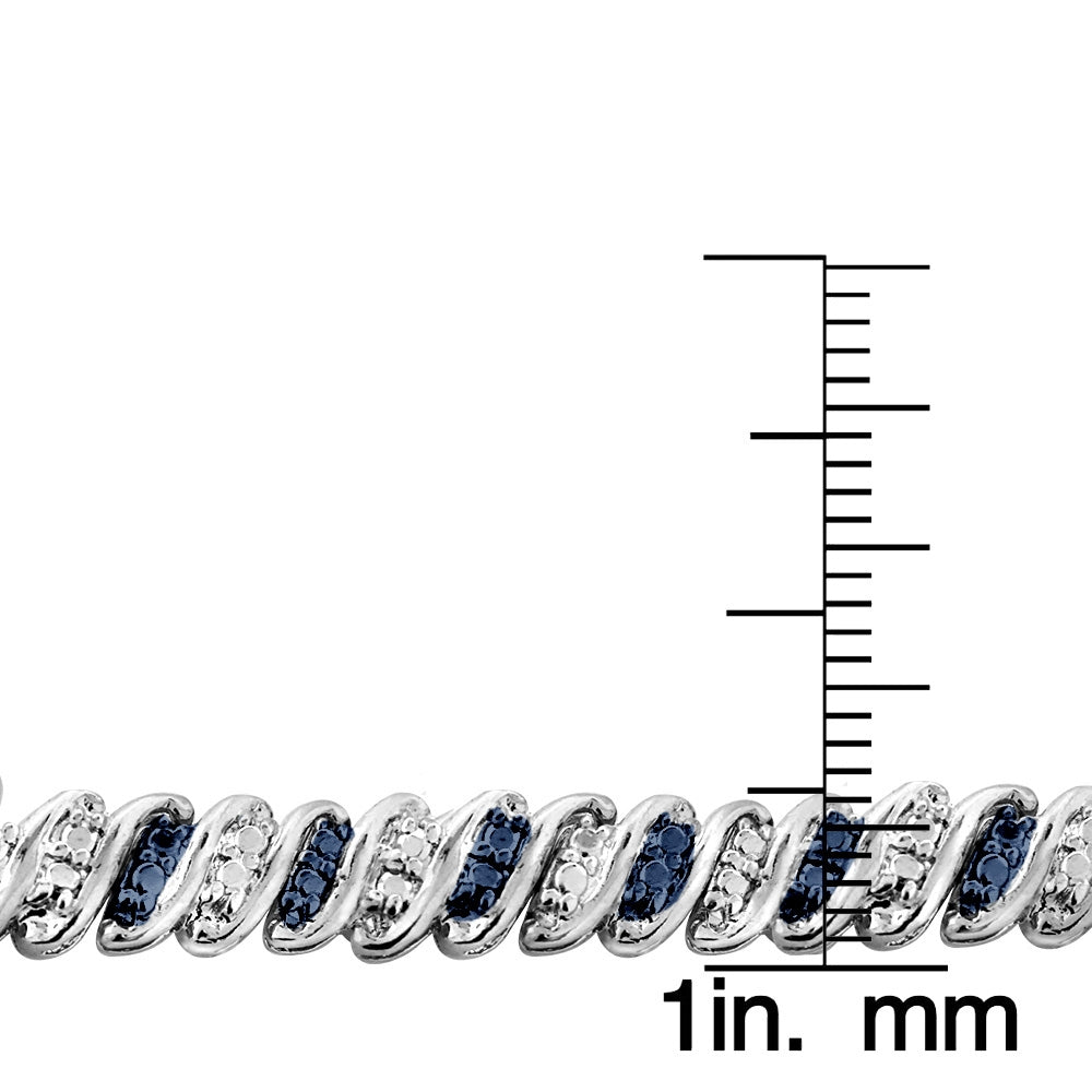 Sterling Silver Blue Diamond Accent San Marco Bracelet-3
