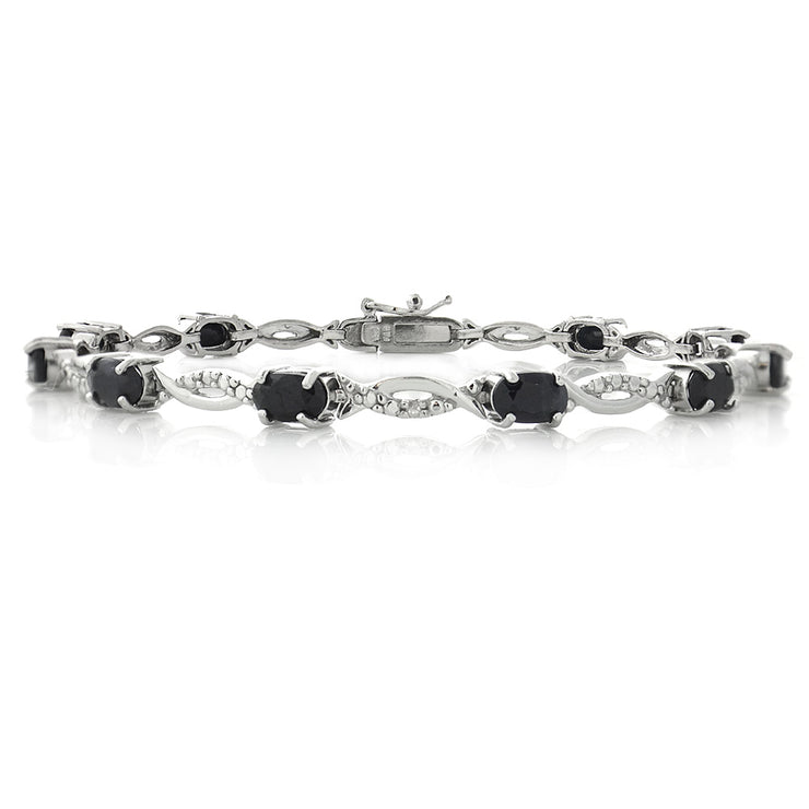 Sterling Silver 6ct Sapphire & Diamond Accent Swirl Bracelet