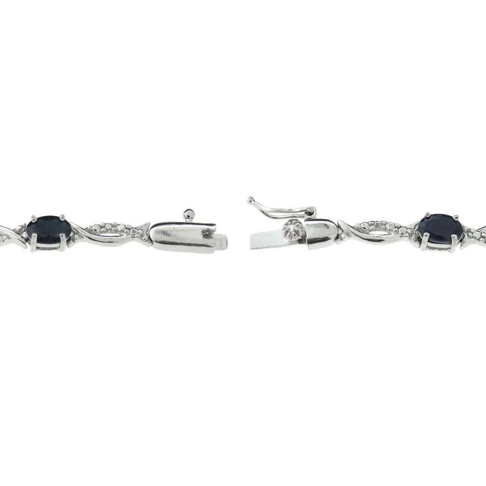 Sterling Silver 6ct Sapphire & Diamond Accent Swirl Bracelet-2