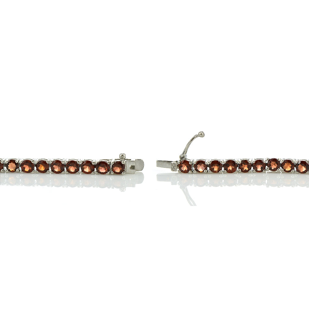 Sterling Silver 12ct African Garnet 4mm Round Tennis Bracelet-2