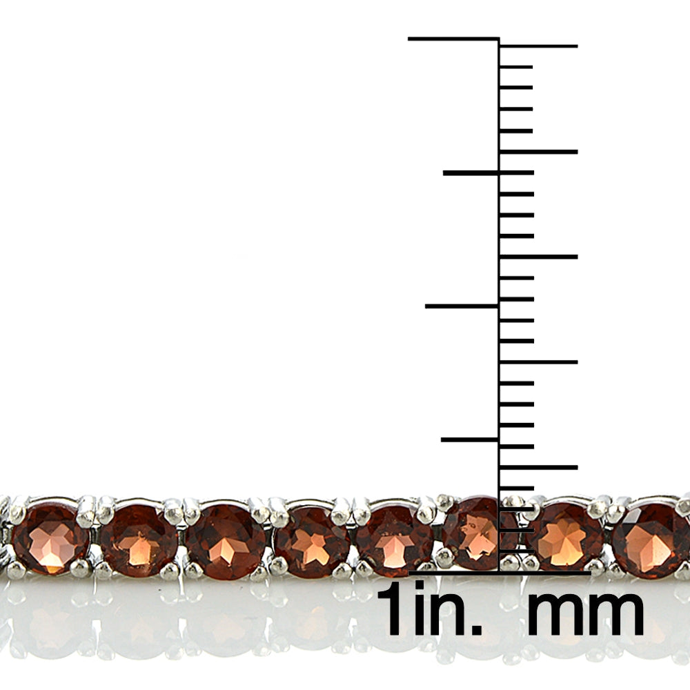 Sterling Silver 12ct African Garnet 4mm Round Tennis Bracelet-3