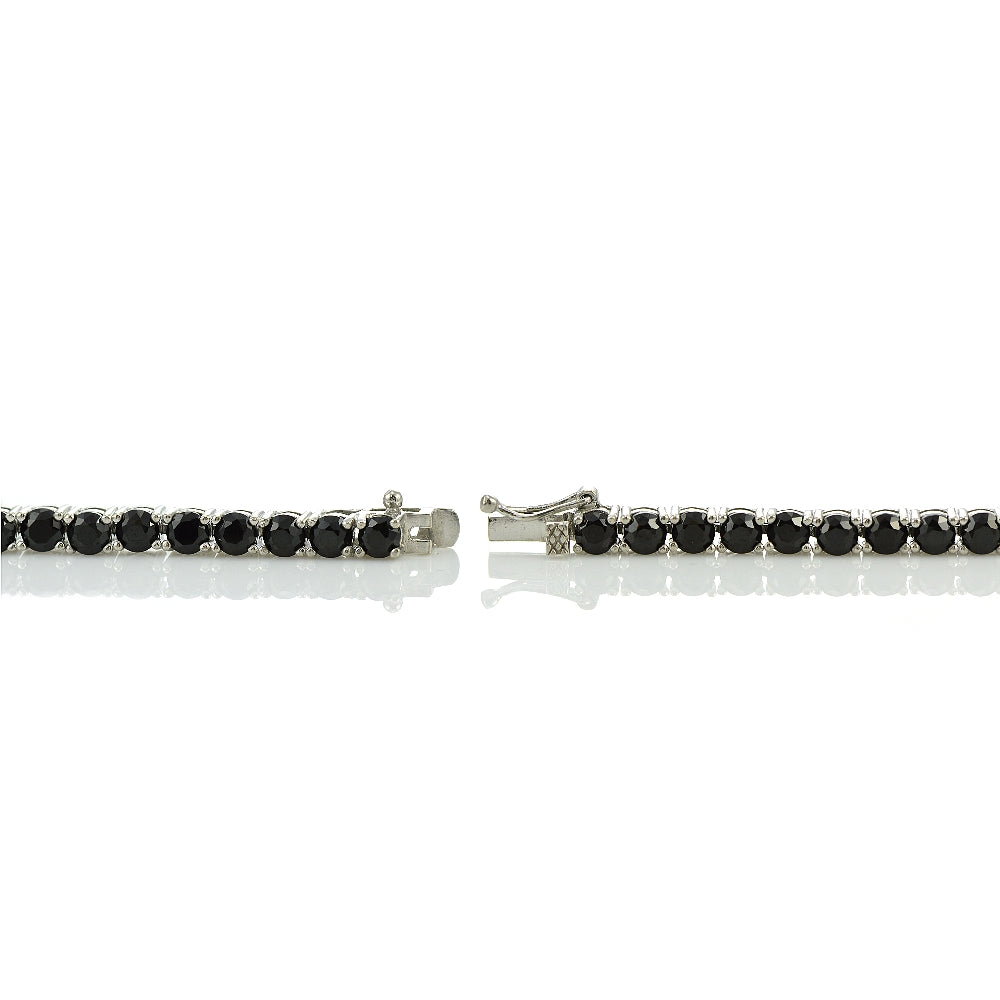 Sterling Silver 13ct Black Spinel 4mm Round Tennis Bracelet-2