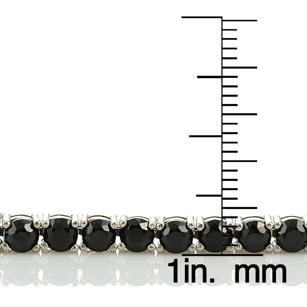 Sterling Silver 13ct Black Spinel 4mm Round Tennis Bracelet-3