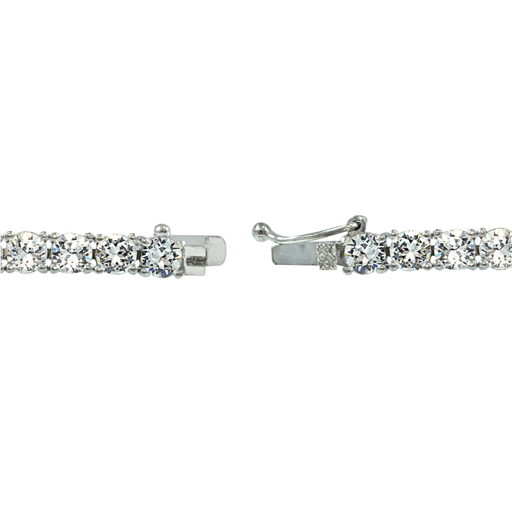 Sterling Silver 4mm Created White Sapphire Round-cut Tennis Bracelet-2