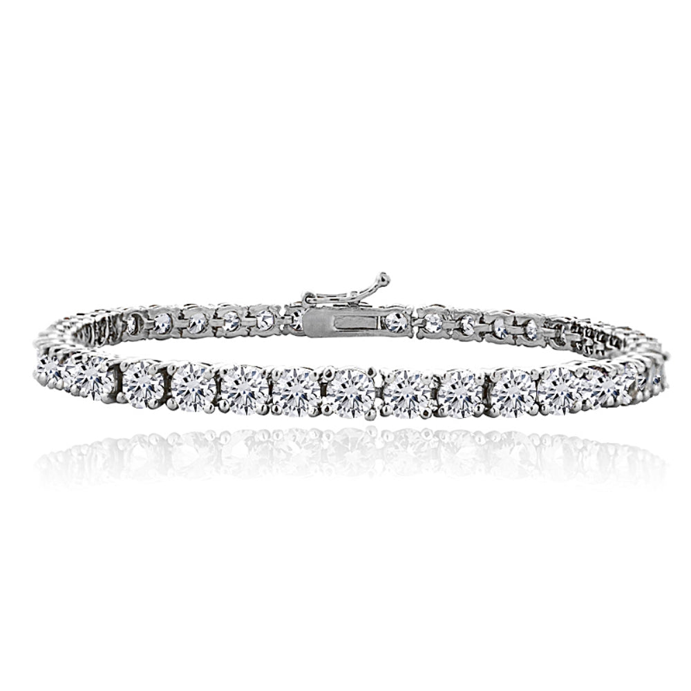 Sterling Silver Cubic Zirconia 4mm Round Classic Tennis Bracelet