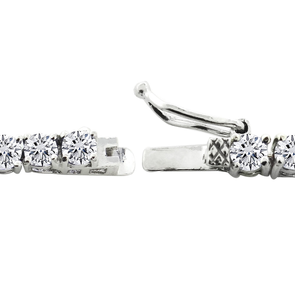Sterling Silver Cubic Zirconia 4mm Round Classic Tennis Bracelet-2